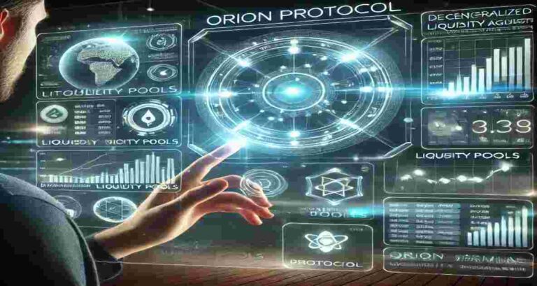 Orion Protocol crypto trading interface showcasing liquidity aggregation from multiple exchanges."