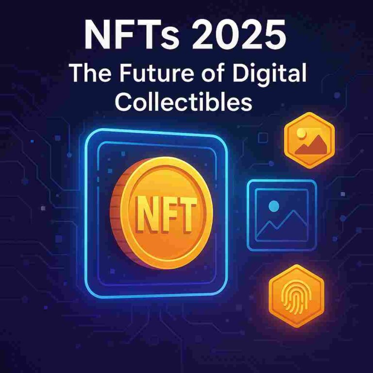 ecryptobit.com NFT Futuristic digital artwork representing NFTs in 2025, showcasing blockchain-based digital collectibles and ownership.