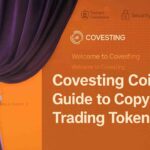 Digital promotional image of Covesting Coin highlighting copy trading and blockchain innovation.
