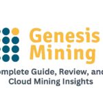 Genesis Mining logo featuring teal and gold circular pattern with company name and tagline “Complete Guide, Review, and Cloud Mining Insights.”