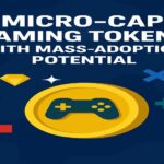Featured image showing a golden gaming token with a game controller icon, symbolizing micro-cap gaming cryptocurrencies with mass-adoption potential